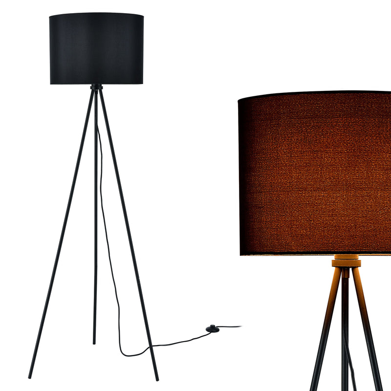 Esquema acotado Lámpara de pie con base giratoria 1x E27 Ø 29,5 x 150 cm Negro lux.pro