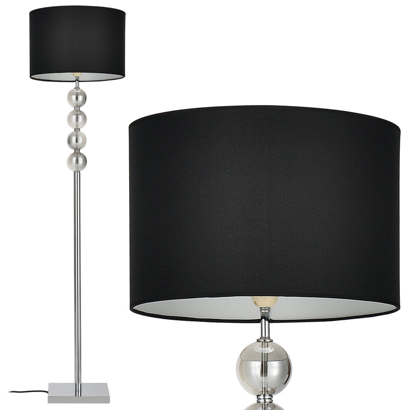 Esquema acotado Lámpara de pie Spheridern 1x E27 Ø 37,5 x 155 cm Cromo/Negro lux.pro