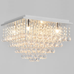 Lámpara de techo de cristal [38x38cm] Lámpara de techo candelabro lámpara de habitación cromo [lux.pro]