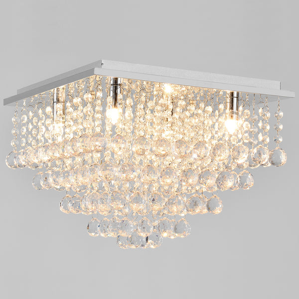 Lámpara de techo de cristal [38x38cm] Lámpara de techo candelabro lámpara de habitación cromo [lux.pro]