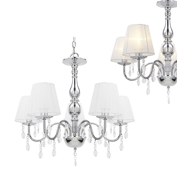 Lámpara de araña Isabell de 5 luces cromo lux.pro