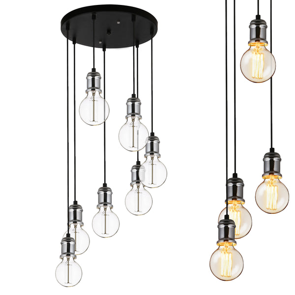 Lámpara colgante de 7 luces Lámpara de techo Lámpara colgante Retro Lámpara colgante de vidrio [Lux.Pro]