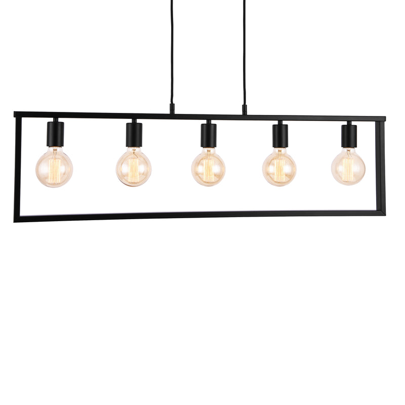 Esquema acotado Lámpara colgante metal negro lámpara de techo lámpara 5 luces diseño [lux.pro]