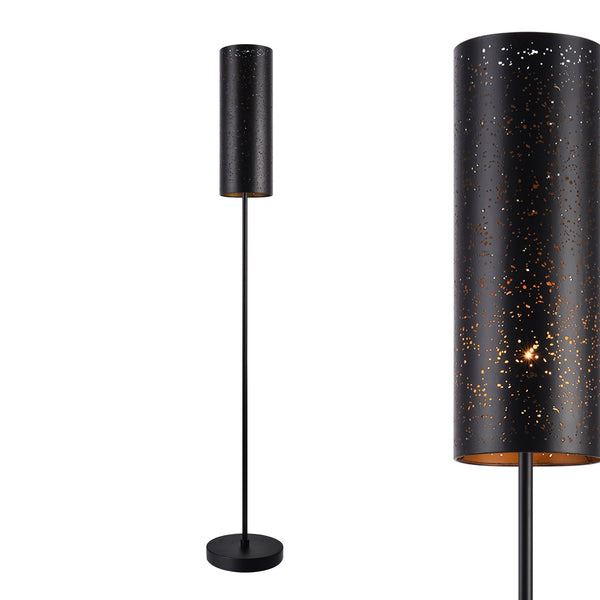Lámpara de pie 142cm Lámpara de suelo Lámpara de pie Lámpara de metal negro [lux.pro]