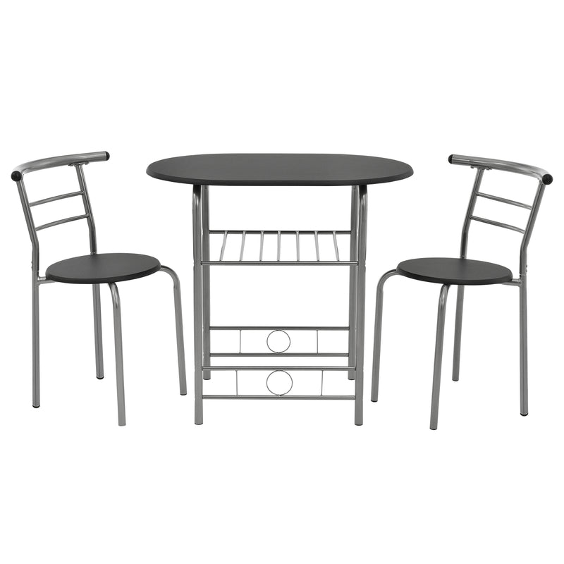 Esquema acotado Grupo de comedor Yiltornio (Set, 3 piezas) Negro/Plata [en.casa]