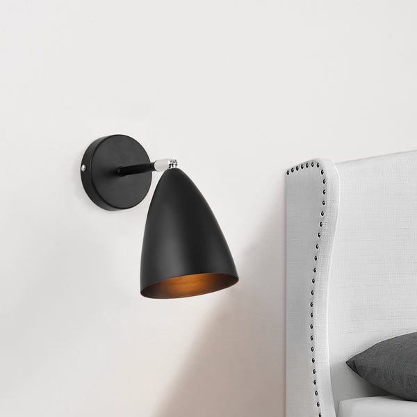 Lámpara de pared Akranes 1x E14 Ø12x22 cm Negro lux.pro