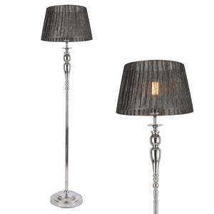 Lámpara de pie Lingen 151 cm E27 60W Metal Cromo/Gris lux.pro