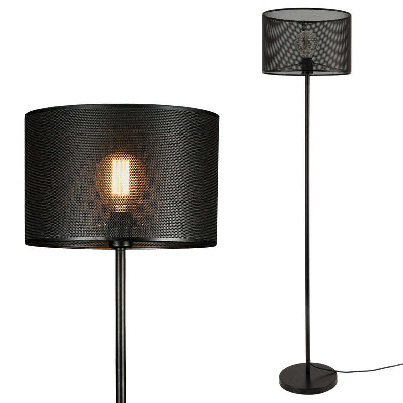 Esquema acotado Lámpara de pie Arensburg 153 cm Metal E27 60W Negro lux.pro