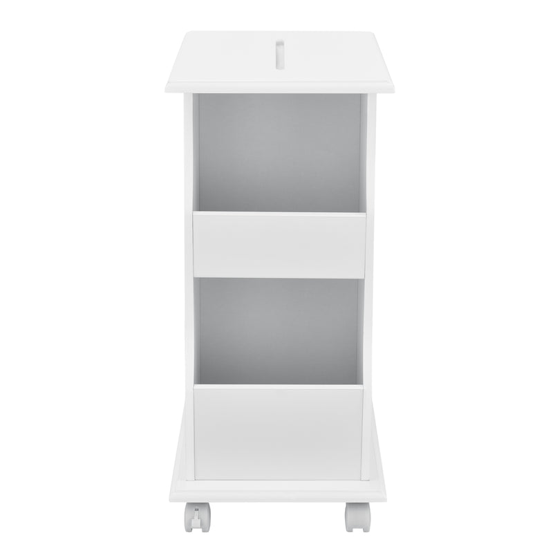 Esquema acotado Mesa auxiliar Kungälv 53x30x63 cm con ruedas y compartimentos de almacenamiento Blanco en.casa