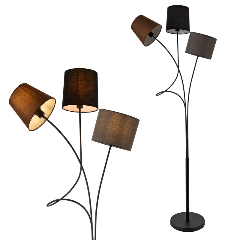 Esquema acotado Lámpara de pie Treviso 146 cm 3 luces E14 Máx. 40W Metal Multicolor lux.pro