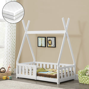 Cuna Helsingborg con colchón 70x140 cm Blanco [en.casa]