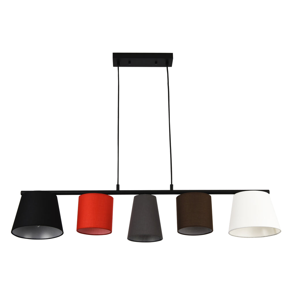 Lámpara colgante Mysen 5 luces tela negro lux.pro - premiumXL