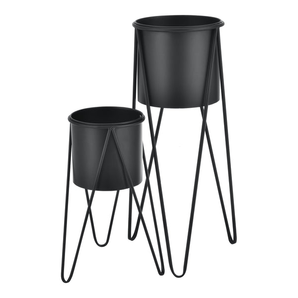 Soporte para plantas Hedera en juego de 2 piezas Metal Negro [en.casa]