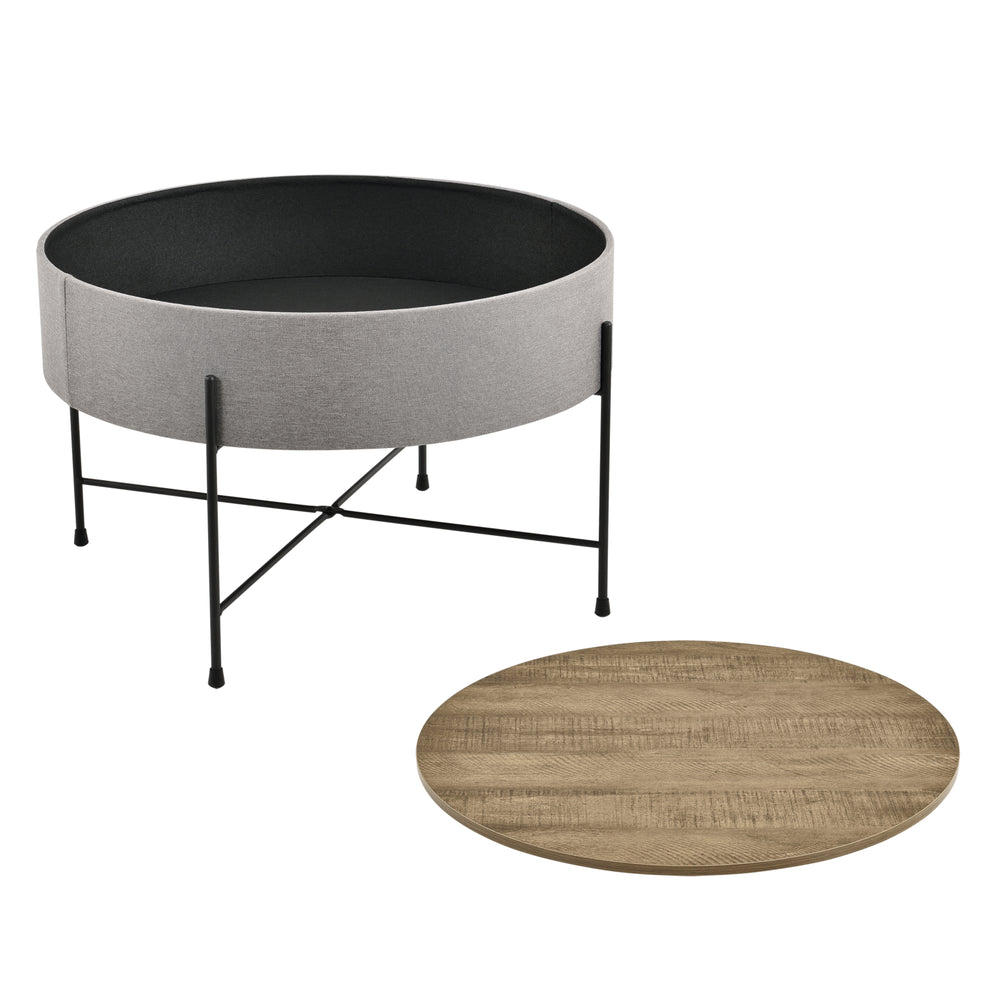 Mesa de centro Tauranga redonda aspecto nogal/gris en.casa