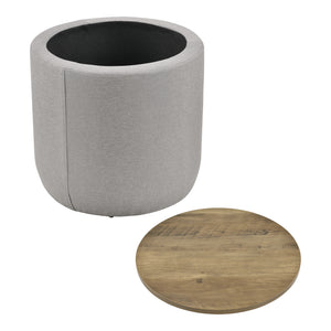 Mesa auxiliar Napier con almacenamiento Redonda Gris/Madera en.casa