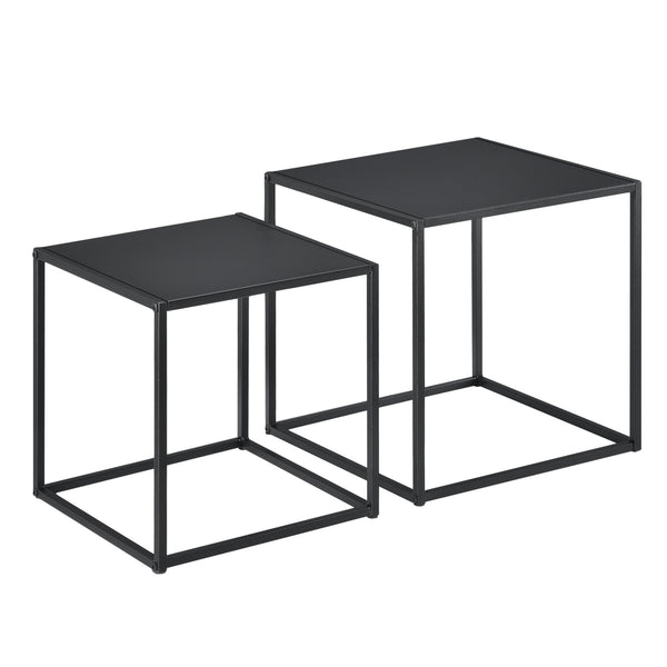 Mesa auxiliar Morsum juego de 2 diseño industrial negro [en.casa]