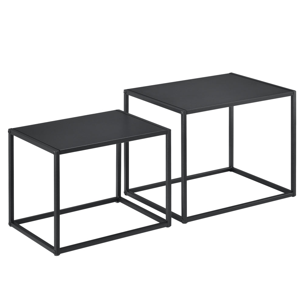 Mesa auxiliar Archsum juego de 2 rectangular diseño industrial negro [en.casa]