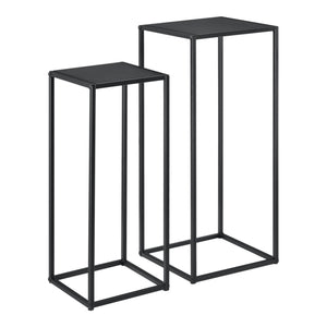 Mesa auxiliar Barbaricina juego de 2 forma de columna negro [en.casa]