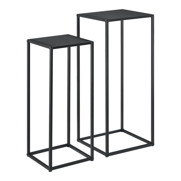 Mesa auxiliar Barbaricina juego de 2 forma de columna negro [en.casa]