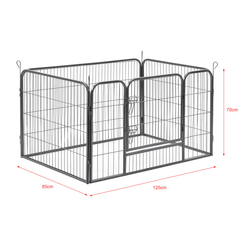 Esquema acotado Parque para cachorros 125x85x70 cm acero plata pro.tec