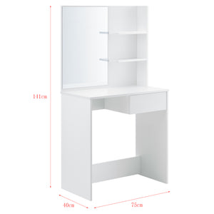 Tocador Rustenburg 141x75x40 cm con espejo y cajón Blanco en.casa