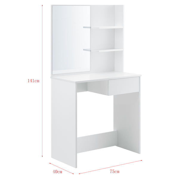 Tocador Rustenburg 141x75x40 cm con espejo y cajón Blanco en.casa