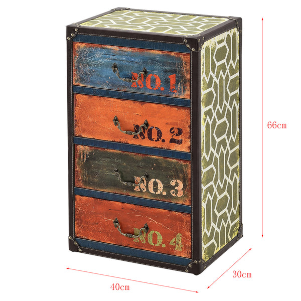 Cómoda Geeste 66x40x30 cm con 4 cajones Cuero sintético Multicolor en.casa