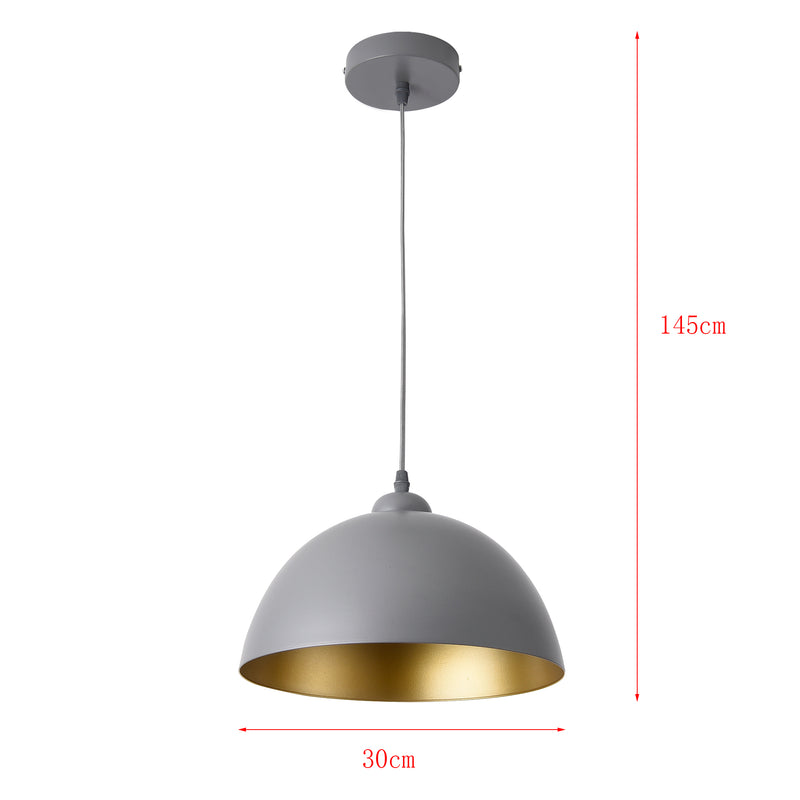 Esquema acotado Set de 2 lámparas colgantes Toulon metal gris-oro lux.pro