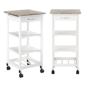 Carro de Servicio Biel 3 Estantes Cajón 76x37x37cm - [en.casa]