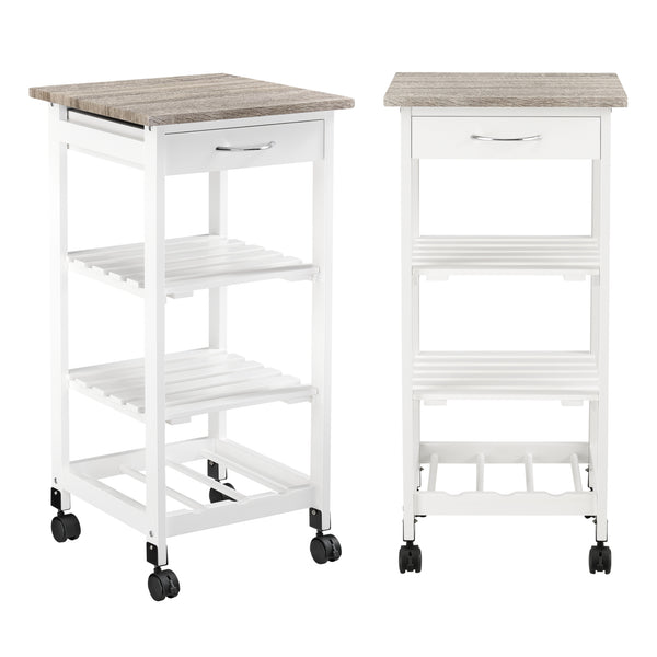 Carro de Servicio Biel 3 Estantes Cajón 76x37x37cm - [en.casa]