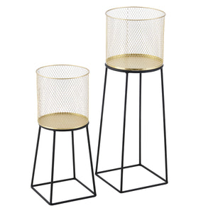 Soporte para macetas Meise de 2 piezas en negro y dorado en.casa