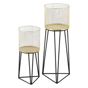 Soporte para macetas Menen 2 piezas Negro-Dorado en.casa