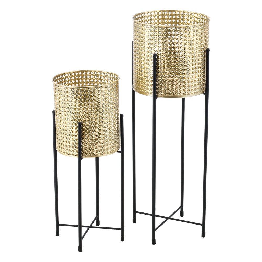 Soporte para macetas Mol 2 piezas negro - dorado en.casa - premiumXL