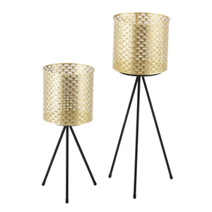 Soporte para macetas Mechelen de 2 piezas Negro-Dorado en.casa