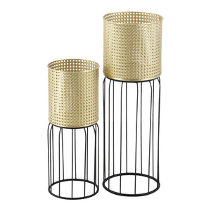 Soporte para macetas Maaseik de 2 piezas Negro-Dorado en.casa