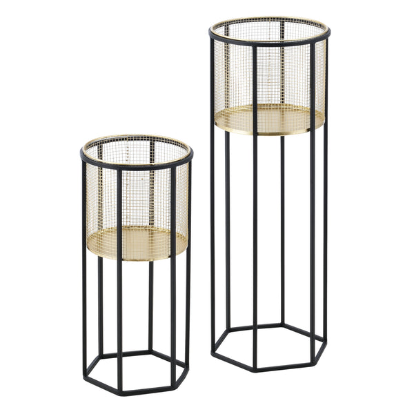 Soporte para macetas Malgedem 2 piezas Negro-Dorado en.casa