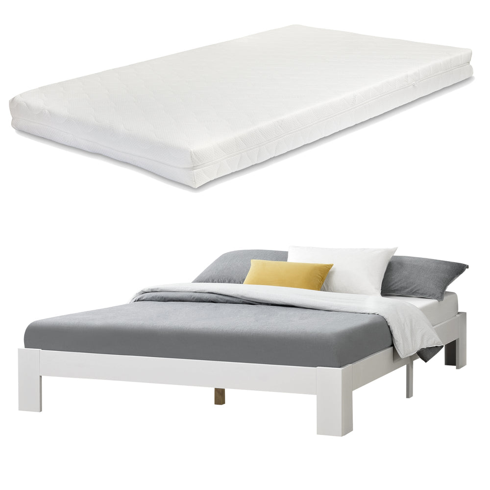 Cama de madera Raisio con colchón de espuma fría varios colores y tamaños en.casa - premiumXL