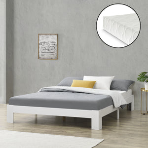 Cama de madera Raisio con colchón de espuma fría varios colores y tamaños en.casa