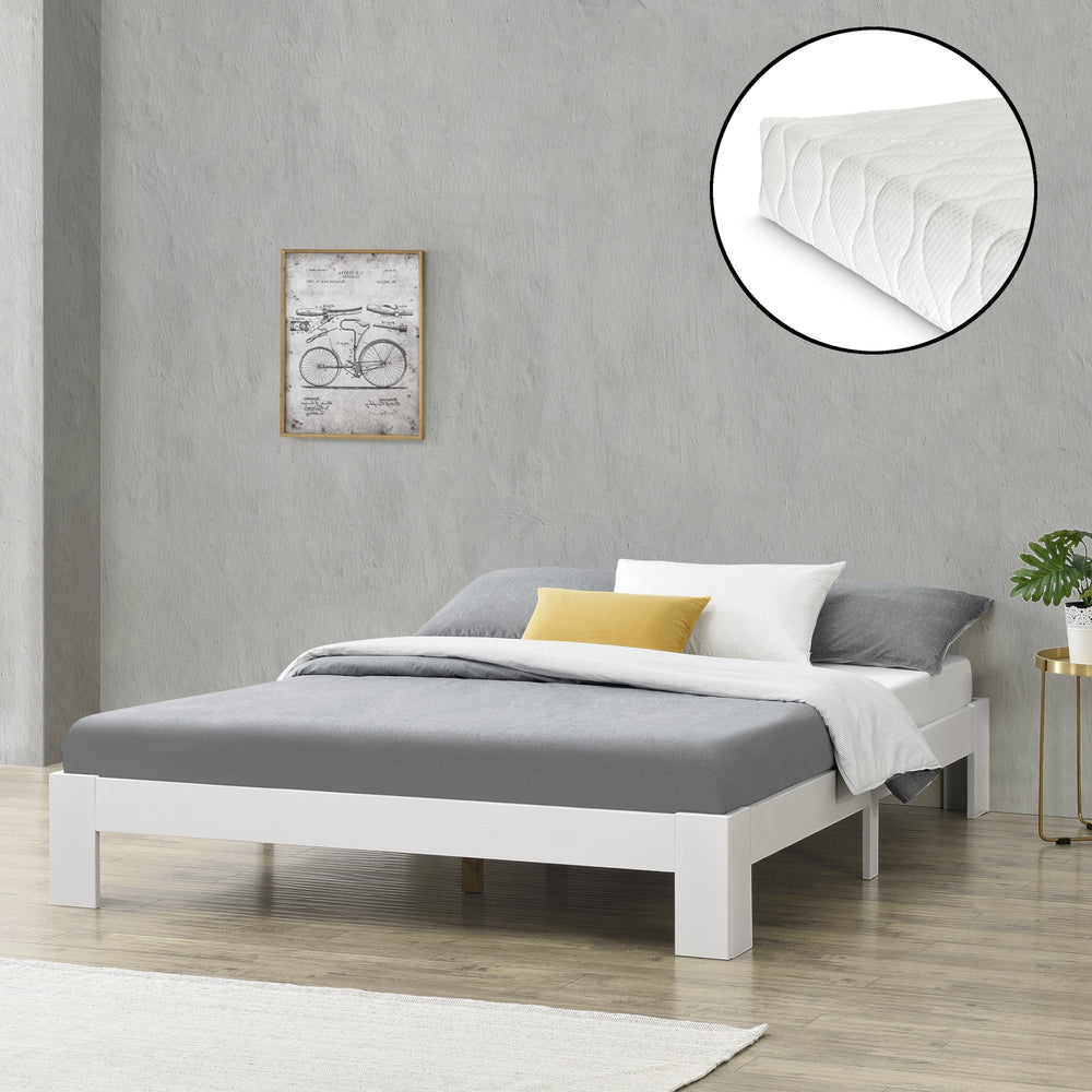Cama de madera Raisio con colchón de espuma fría varios colores y tamaños en.casa - premiumXL