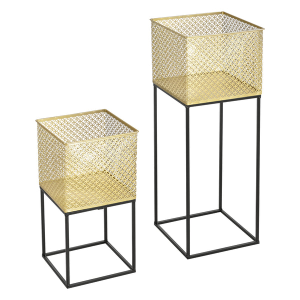 Soporte para plantas Juprelle juego de 2 dorado-negro en.casa