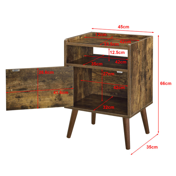 Mesa auxiliar Olofström 66x45x35cm con compartimento de armario Tono de madera oscura en.casa