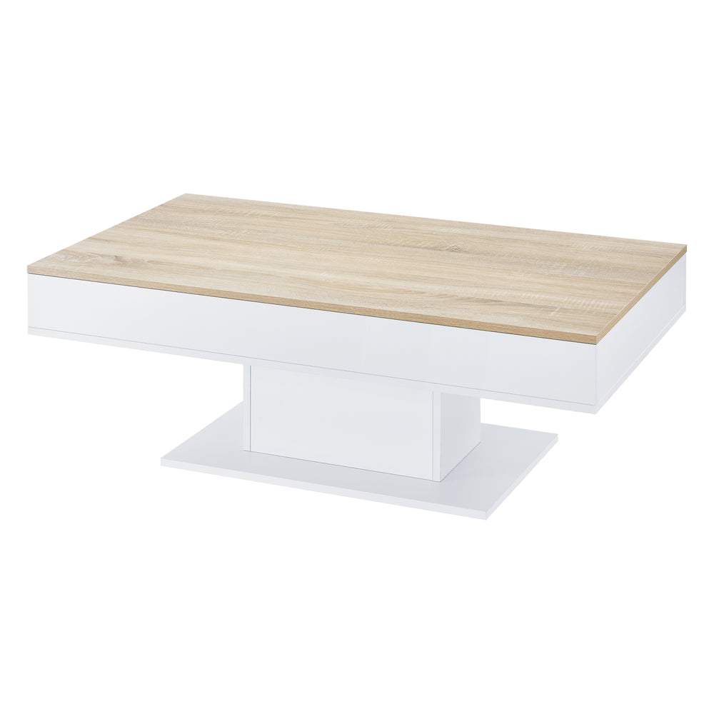 Mesa de centro Lünen 40x110x60cm con 2 compartimentos de almacenamiento aspecto roble blanco en.casa - premiumXL