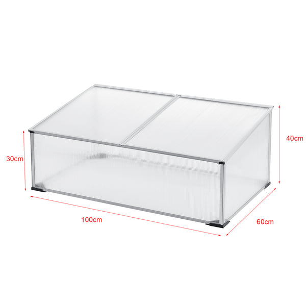 Cajón de cultivo Hoorn con techo dividido 100x60x40 cm aluminio policarbonato en.casa