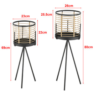 Soporte para plantas Lasne juego de 2 metal negro beige en.casa