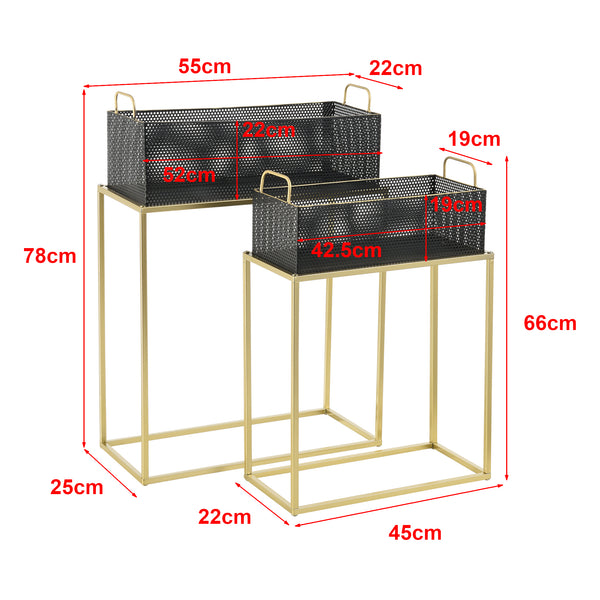 Soporte para plantas Jurbise juego de 2 piezas color latón/negro en.casa