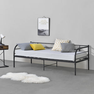 Cama de metal Falun 90x200 cm hasta 150 kg Negro en.casa