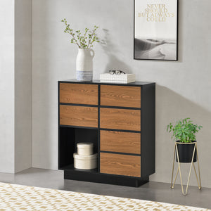 Armario auxiliar Krokom 88x80x30 cm Negro/Tono de madera oscura en.casa
