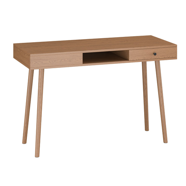 Escritorio Habo con cajón 74 x 115 x 48 cm Aglomerado/Metal Efecto Madera Tono Oscuro [es.casa] 