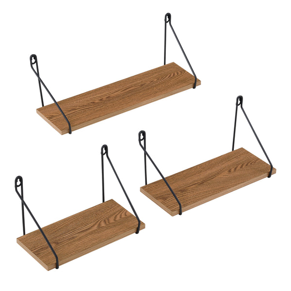 Estantería de pared Randers 3 piezas diferentes tamaños tono de madera oscura en.casa