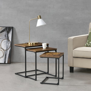 Conjunto de mesas auxiliares Tjörn 3 piezas tono madera oscura [en.casa]